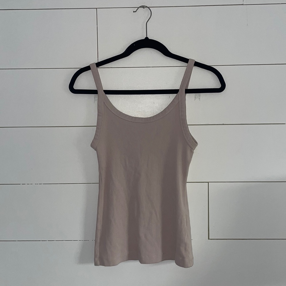H&M Ribbed Slim Flit Tank Light Pink/Blush S #0018